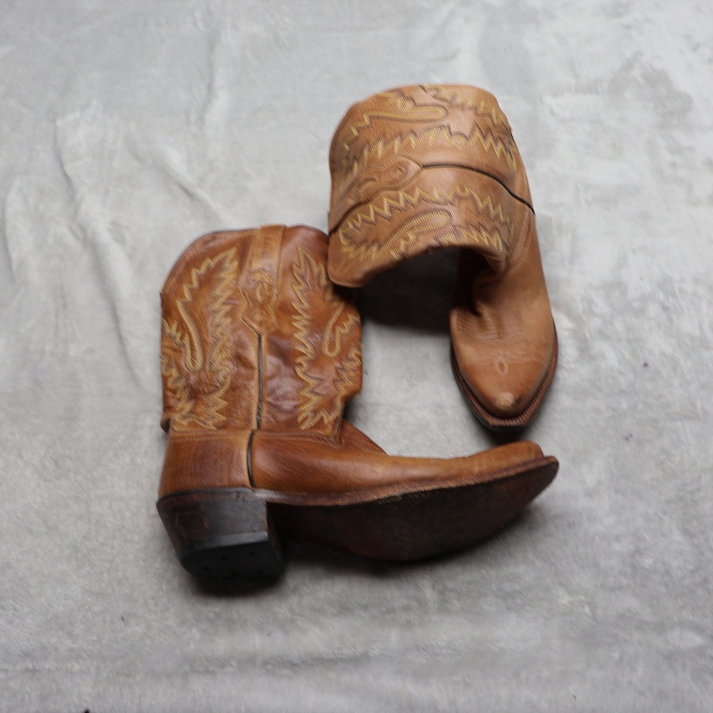 Old West Womens 5 Canyon Western Boots Brown Leather Cowboy Snip Toe LF1529